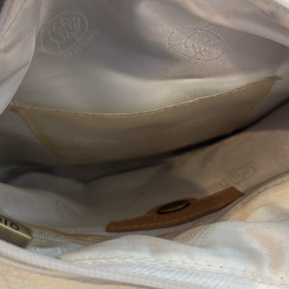 Avorio genuine leather crossbody bag in white with blue trim. - Picture 5 of 10